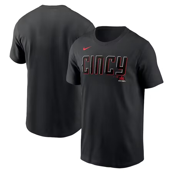 Men's Cincinnati Reds Black 2023 City Connect Wordmark T-Shirt